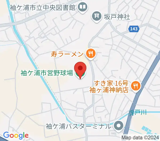 袖ケ浦市営野球場の地図