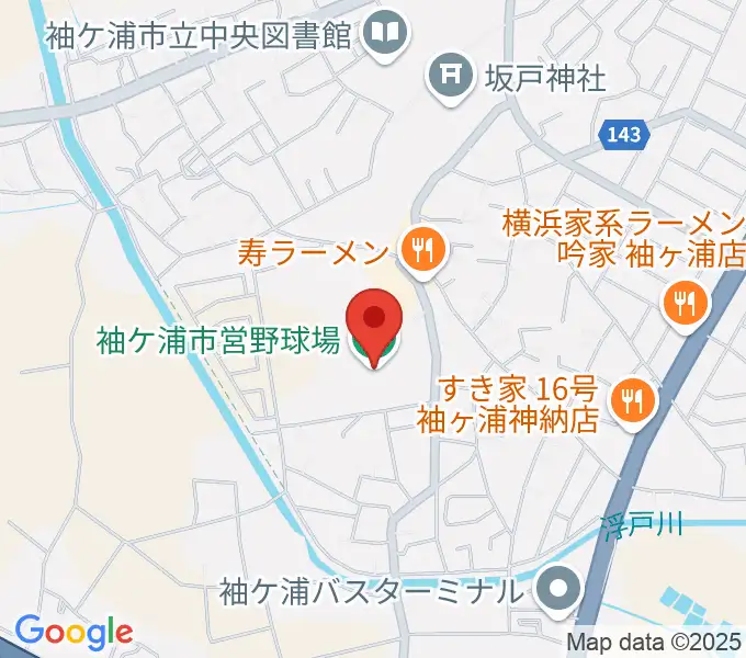 袖ケ浦市営野球場の地図