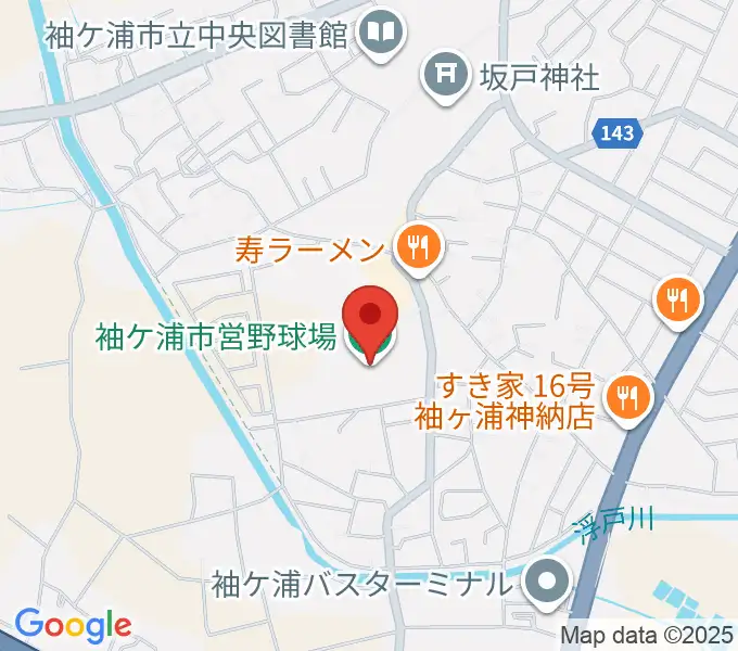 袖ケ浦市営野球場の地図