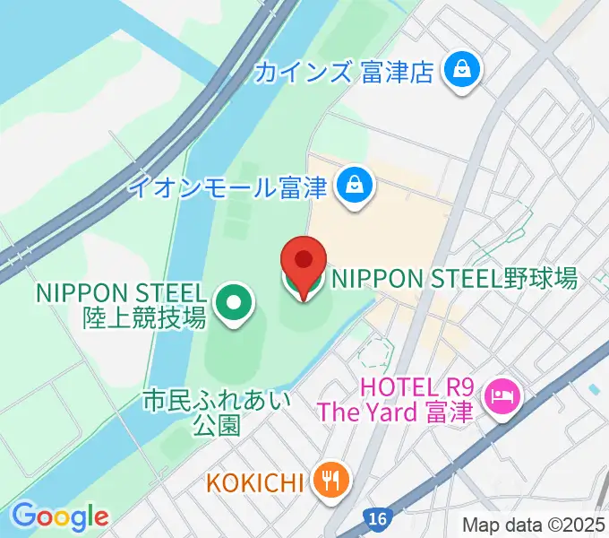 NIPPON STEEL 野球場の地図