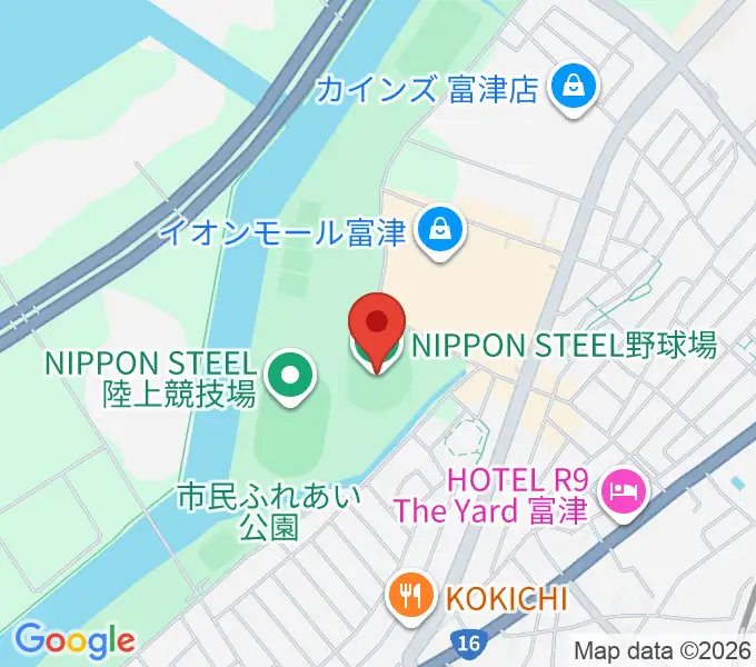 NIPPON STEEL 野球場の地図