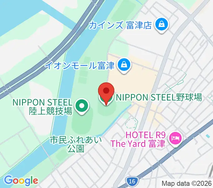 NIPPON STEEL 野球場の地図