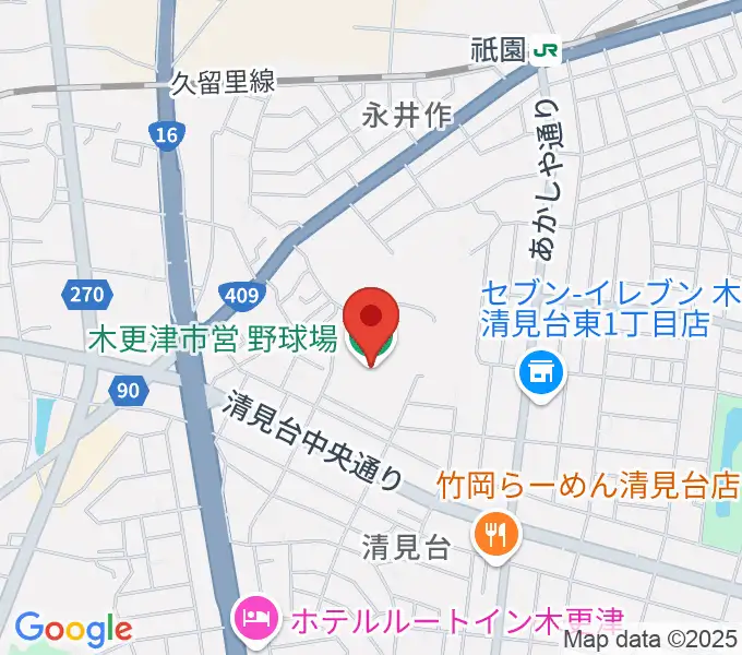 木更市営野球場の地図