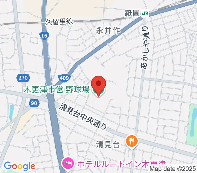 木更市営野球場の地図