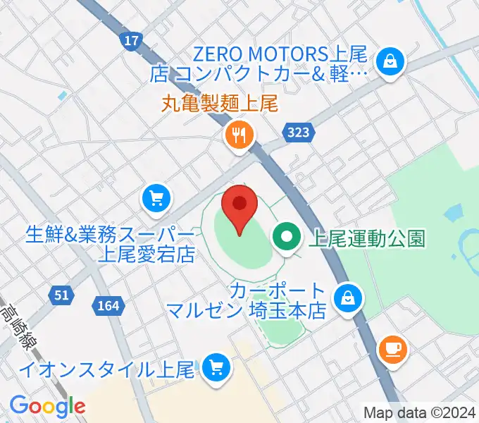 上尾運動公園陸上競技場の地図