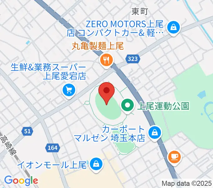 上尾運動公園陸上競技場の地図