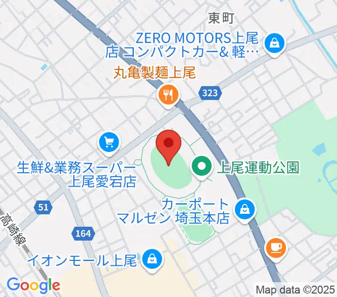 上尾運動公園陸上競技場の地図