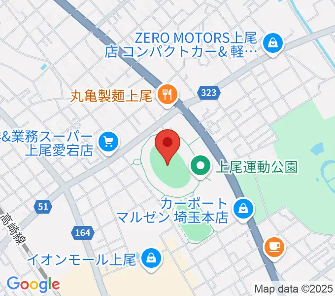 上尾運動公園陸上競技場の地図
