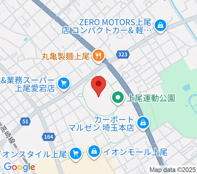 上尾運動公園陸上競技場の地図