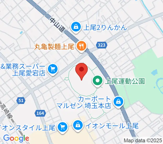上尾運動公園陸上競技場の地図