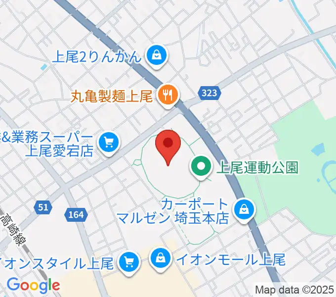 上尾運動公園陸上競技場の地図