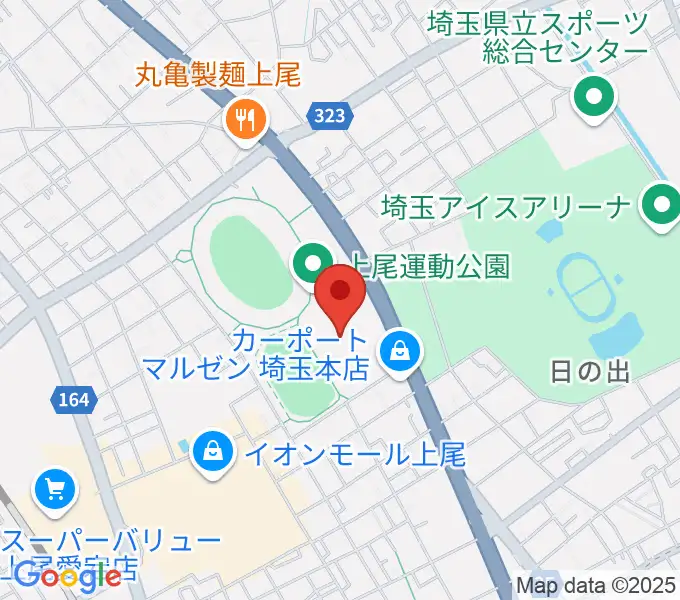 上尾運動公園体育館の地図