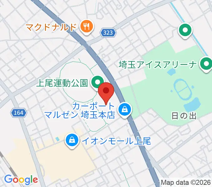 上尾運動公園体育館の地図