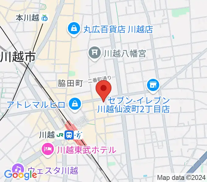 川越駅東口多目的ホールの地図