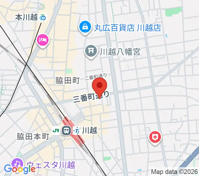 川越駅東口多目的ホールの地図