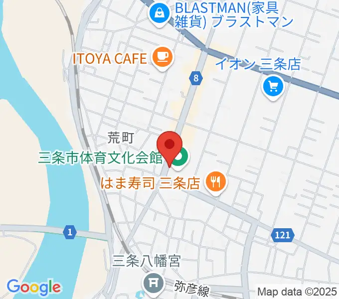三条市体育文化会館の地図