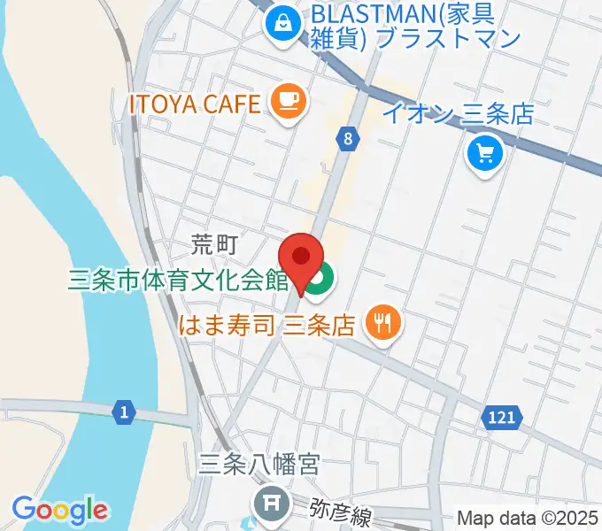 三条市体育文化会館の地図