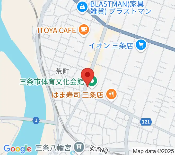 三条市体育文化会館の地図