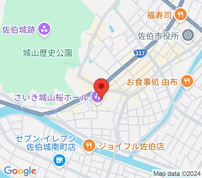 さいき城山桜ホールの地図