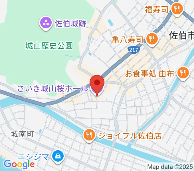 さいき城山桜ホールの地図