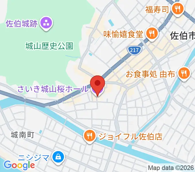 さいき城山桜ホールの地図