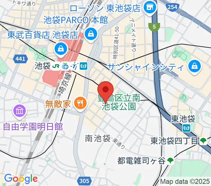 アカペラスタジオBASS ON TOP池袋東口店の地図