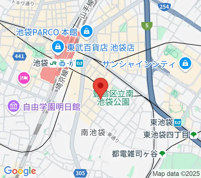 アカペラスタジオBASS ON TOP池袋東口店の地図