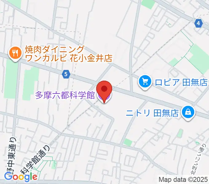 多摩六都科学館の地図