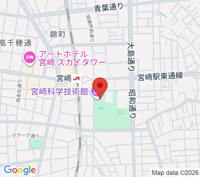 宮崎科学技術館の地図
