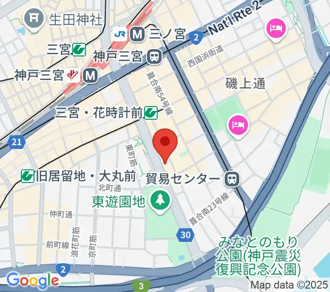 プラスミュージック神戸三宮の地図