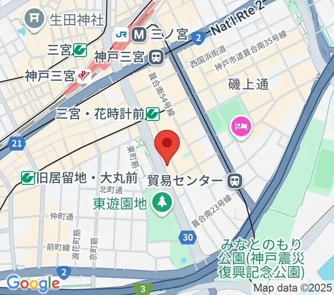 プラスミュージック神戸三宮の地図