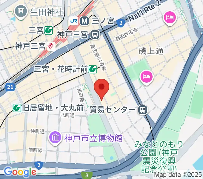 プラスミュージック神戸三宮の地図