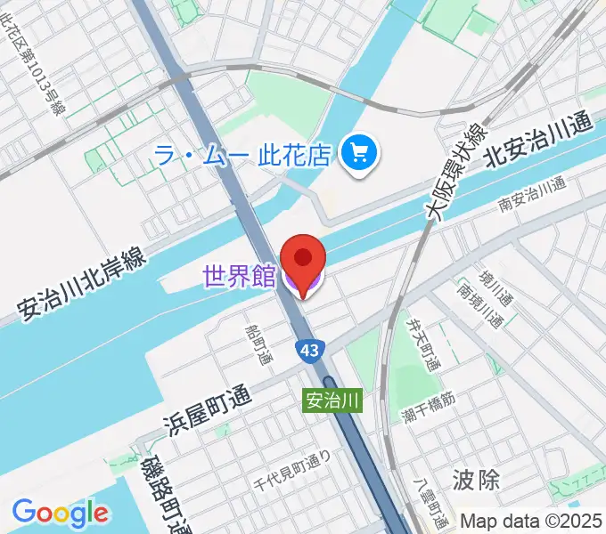 大阪弁天町 世界館の地図