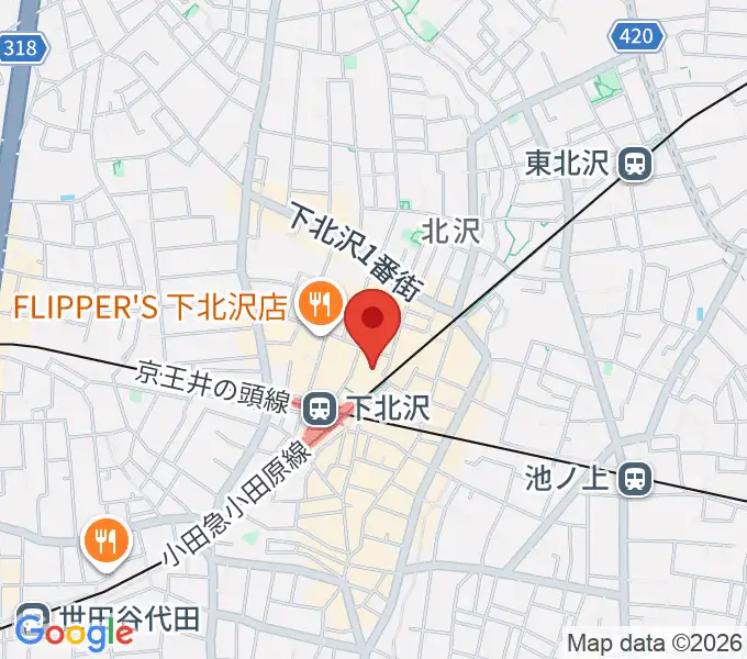 下北沢Flowers Loftの地図