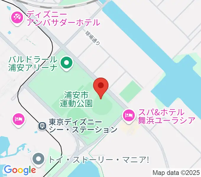 浦安市運動公園野球場の地図