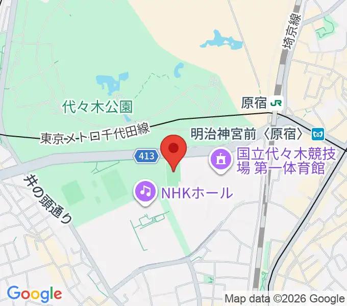 国立代々木競技場フットサルコートの地図