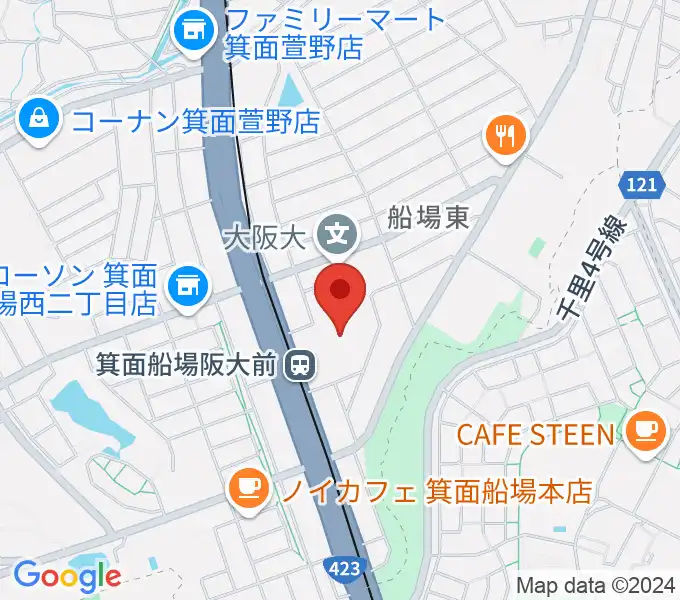 箕面市立文化芸能劇場の地図