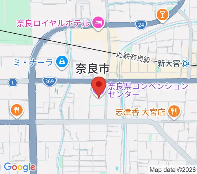 奈良県コンベンションセンターの地図