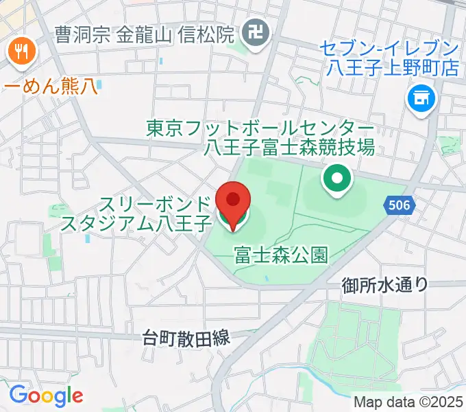 スリーボンドスタジアム八王子の地図
