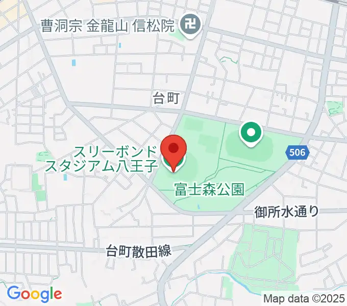 スリーボンドスタジアム八王子の地図