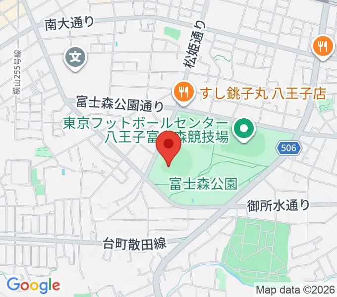 スリーボンドスタジアム八王子の地図