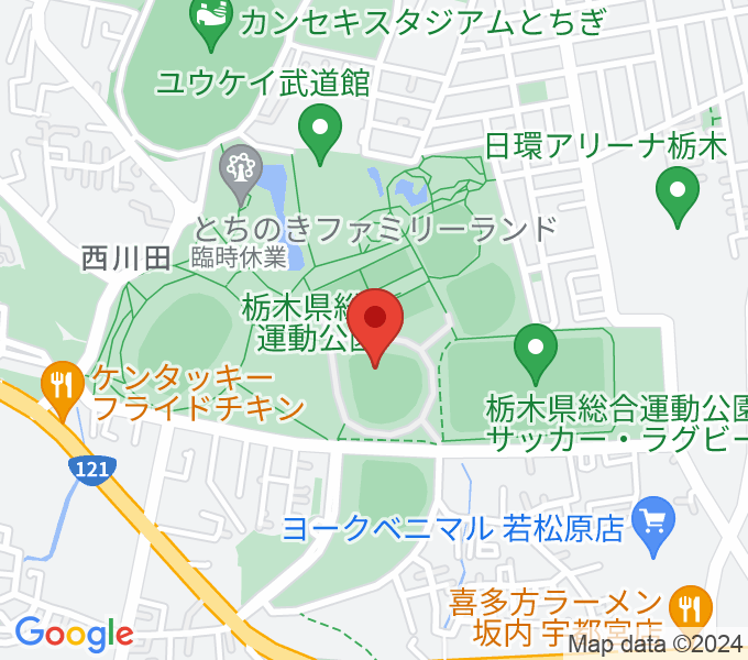 栃木県総合運動公園野球場の場所
