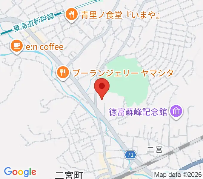 二宮町生涯学習センターラディアンの地図