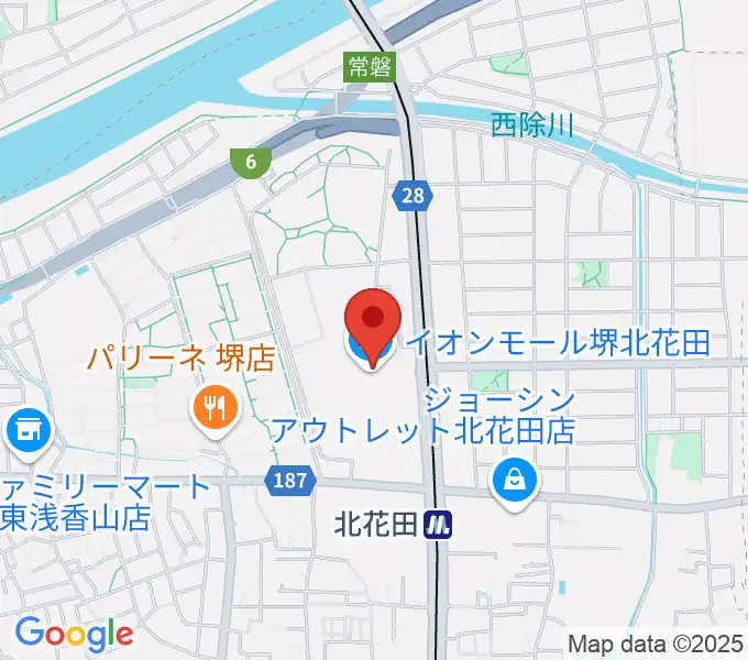 島村楽器イオンモール堺北花田店の地図