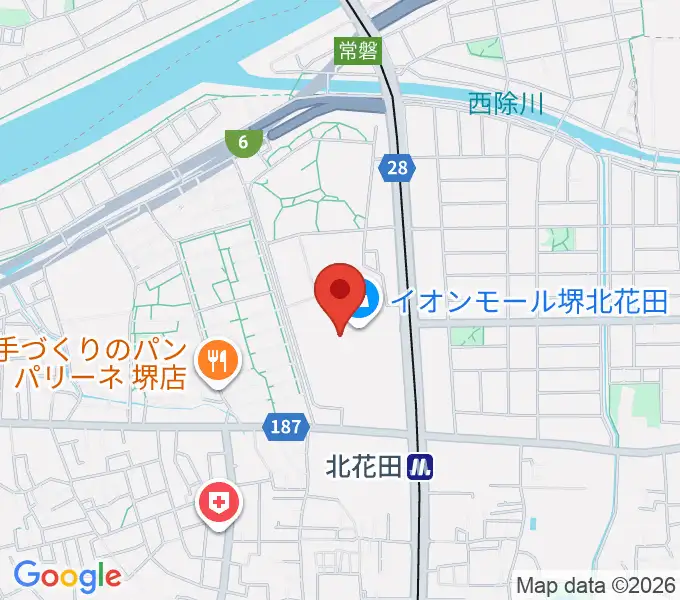 島村楽器イオンモール堺北花田店の地図
