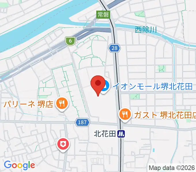 島村楽器イオンモール堺北花田店の地図