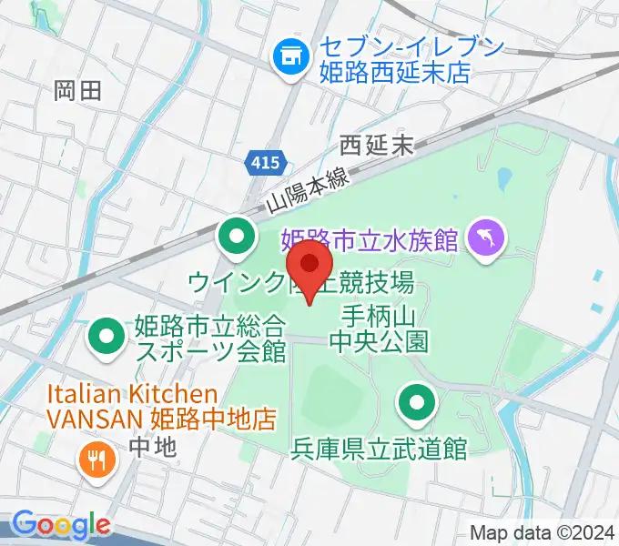 ヴィクトリーナ・ウインク体育館（姫路市立中央体育館）の地図