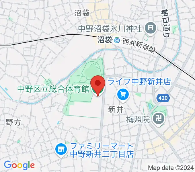 中野区立総合体育館の地図