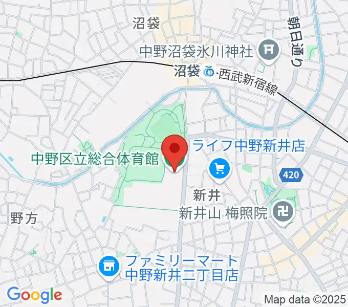 中野区立総合体育館の地図