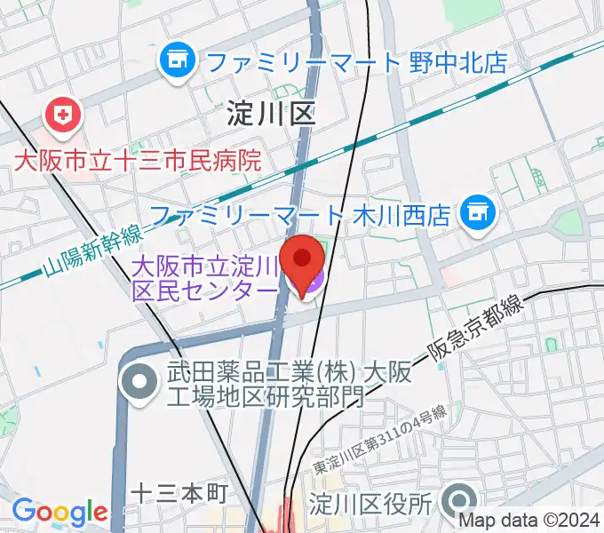 大阪市立淀川区民センターの地図